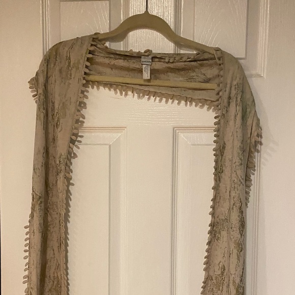 Chico's Accessories - Chico's Beige and Gold Textured Cardigan